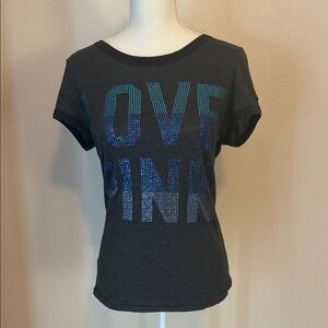 Victoria's Secret Black Tee with Blue Graphic